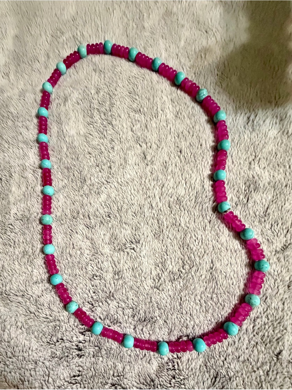 Kids Pink and Turquoise Beaded Necklace - Fun Kids Accessories